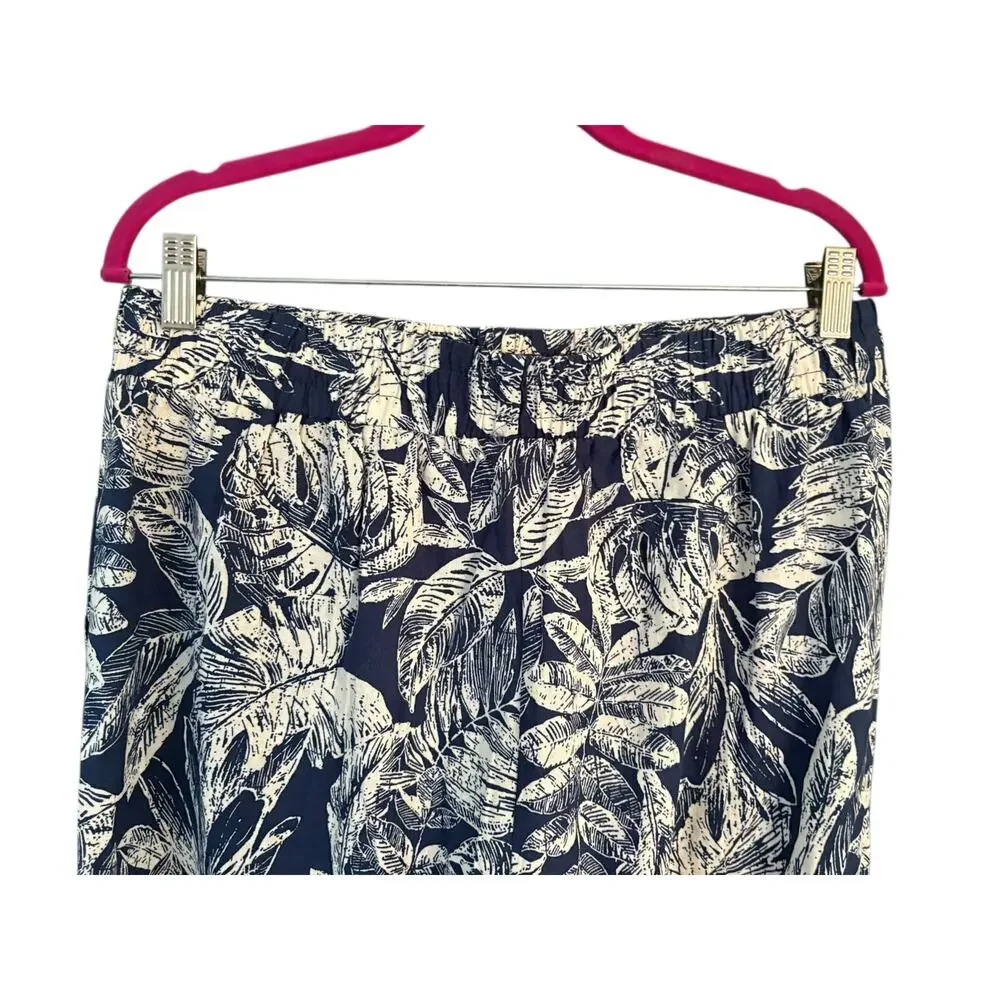 Panama Jack Beachy Tropical Pants Coastal Linen Blend Flowy Airy XL Botanical